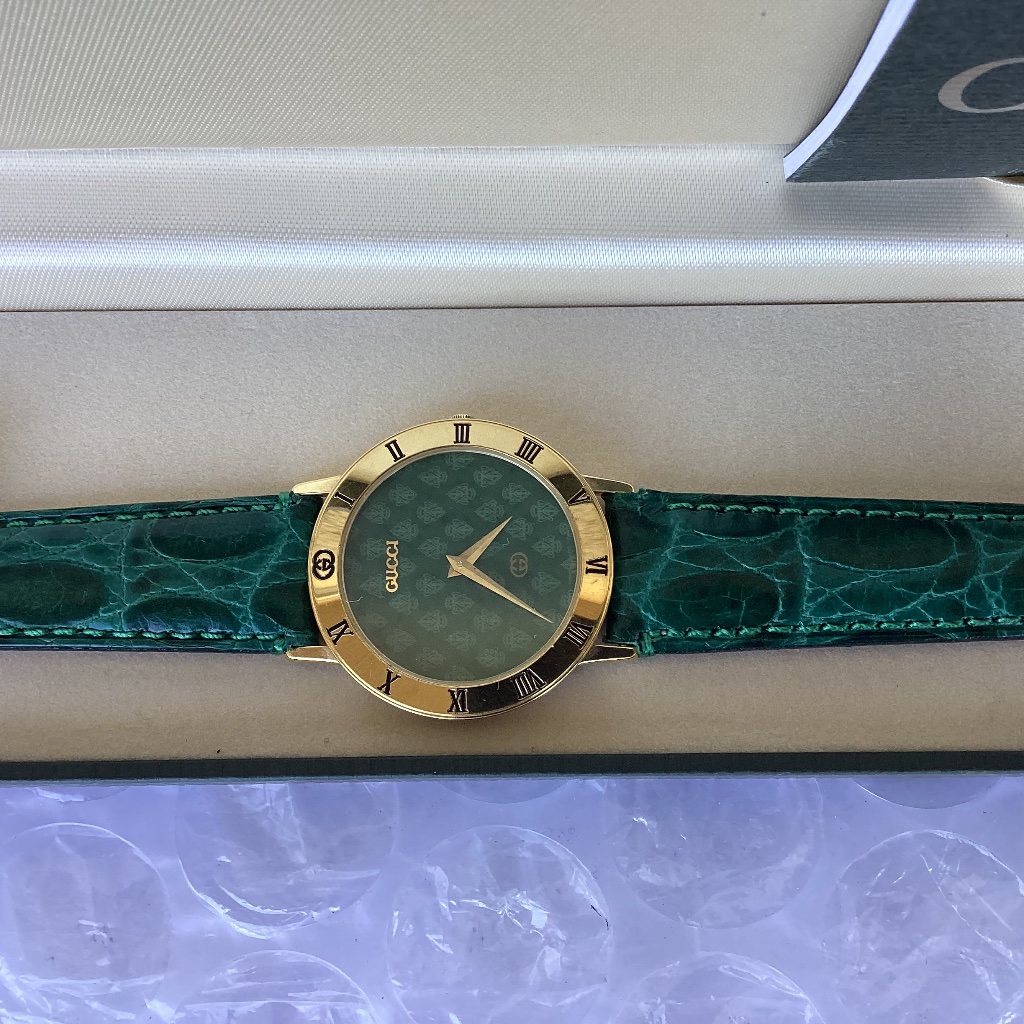Vintage Gucci 3001m Mens Watch Unisex Green Dial Good Used Preowned Condition